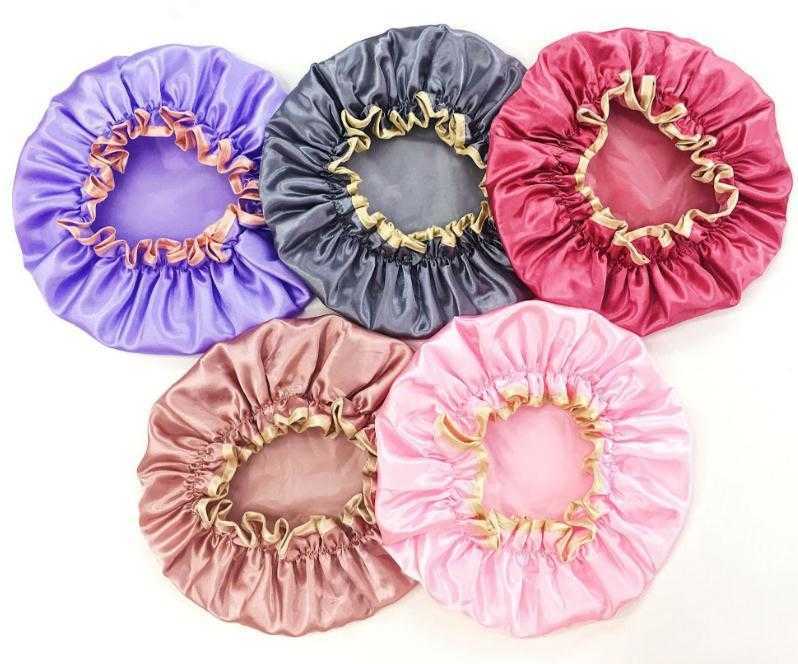 Lovely Thick Shower Satin Hats Colorful Bath Shower Caps Hair Cover Double Waterproof Bathing Cap Wholesale