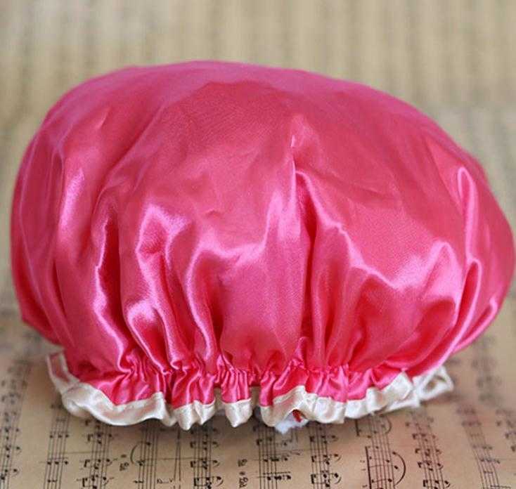 Lovely Thick Shower Satin Hats Colorful Bath Shower Caps Hair Cover Double Waterproof Bathing Cap Wholesale