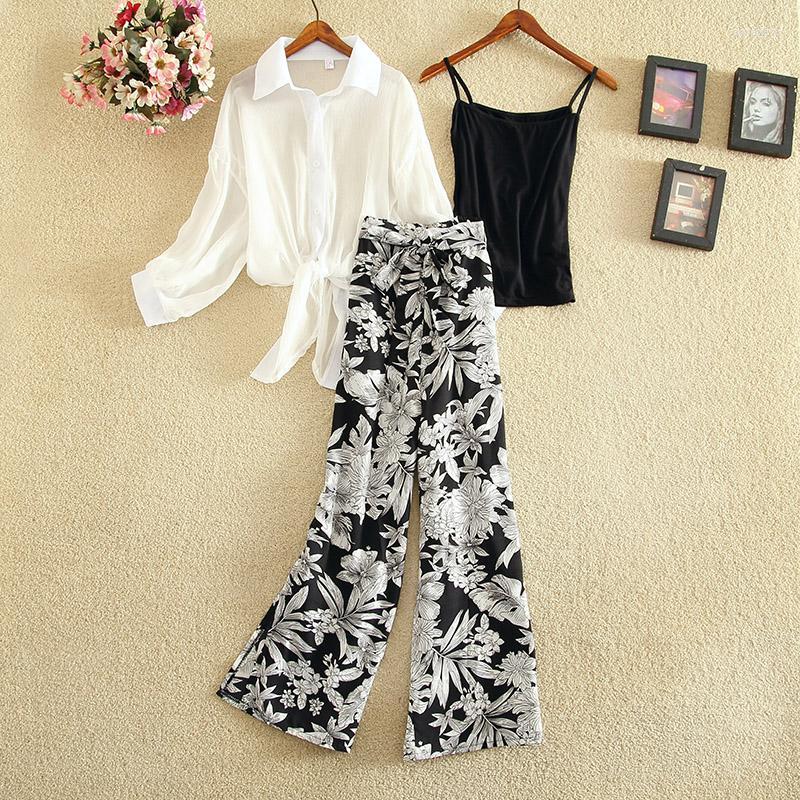 Women' Two Piece Pants Chiffon 3 Pieces Women Suits Summer Design 2022 Floral Wide Leg Elegant Office Lady Clothing Sets
Women' Two Piece Pants Chiffon 3 Pieces Women Suits Summer Design 2022 Floral Wide Leg Elegant Office Lady Clothing Sets