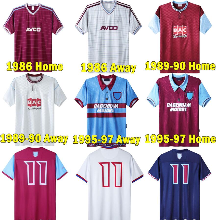 

1986 89 West Hams retro soccer jersey Iron Maiden 1990 95 97 DI CANIO KANOUTE LAMPARD 1999 2001 2008 2010 2011 Football Shirts Men Uniforms, Xihanmu 1995-97 away long