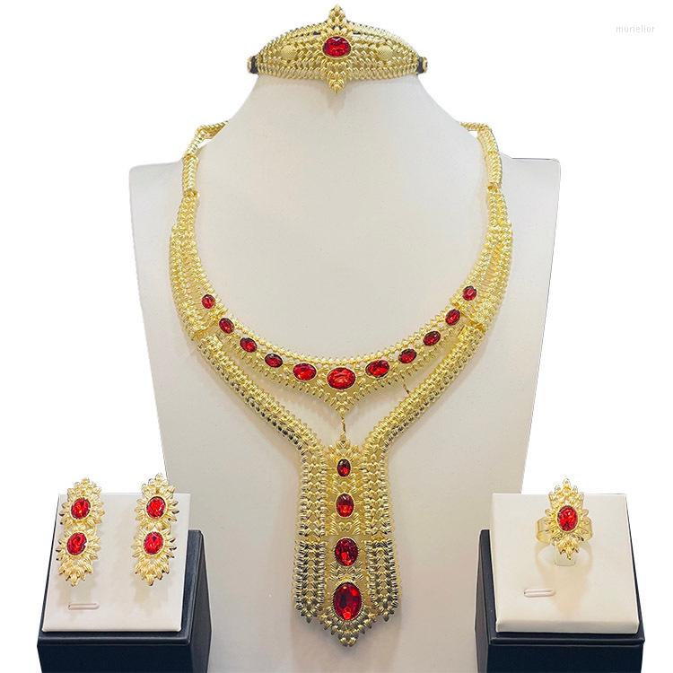 Necklace Earrings Set Liffly Fashion African Dubai Gold Bracelet Ring Bridal Wedding Accessories For Women, Picture shown
Necklace Earrings Set Liffly Fashion African Dubai Gold Bracelet Ring Bridal Wedding Accessories For Women, Picture shown