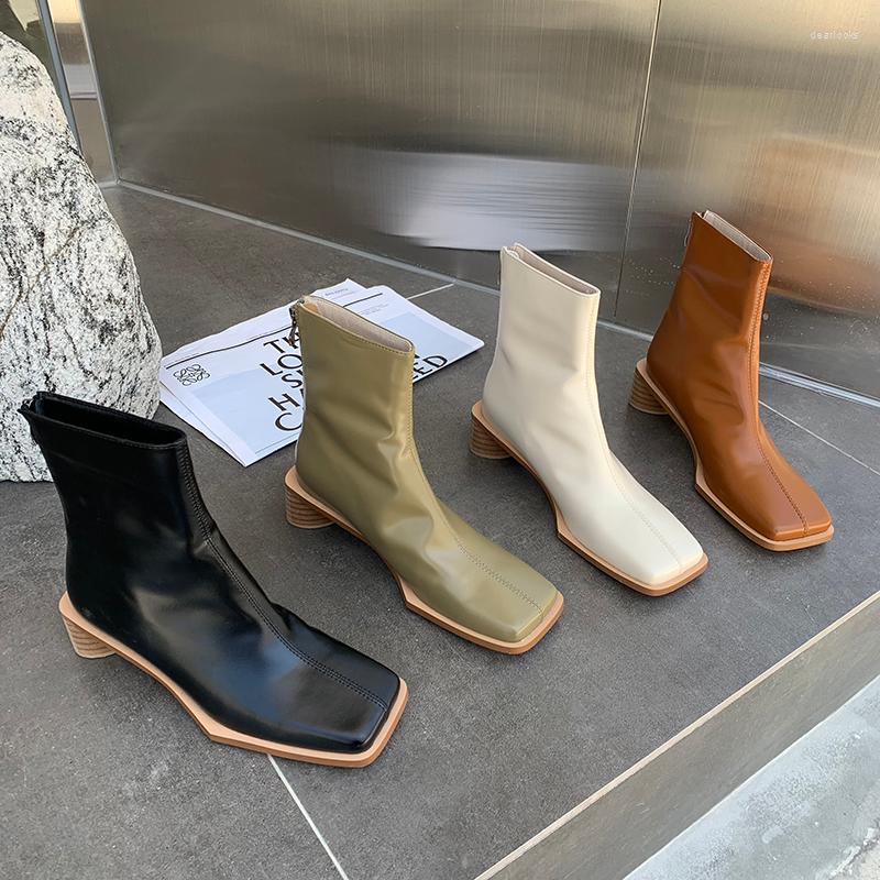 Boots Fashion Women Ankle Square Toe Stretch Shoes Thick Mid Heels Black Green Beige Brown Back Zipper Winter Autumn Botas 39
Boots Fashion Women Ankle Square Toe Stretch Shoes Thick Mid Heels Black Green Beige Brown Back Zipper Winter Autumn Botas 39
