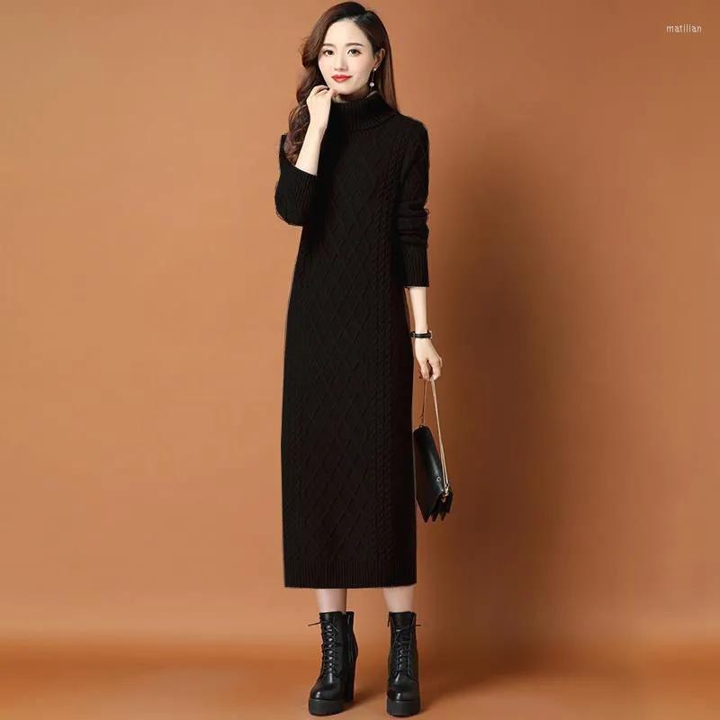 Casual Dresses Female High Neck Long Sweater Women Thickened Autumn Winter 2022 Loose Outer Wear Twist Base Skirt Over-the-knee Dress, Brown
Casual Dresses Female High Neck Long Sweater Women Thickened Autumn Winter 2022 Loose Outer Wear Twist Base Skirt Over-the-knee Dress, Brown