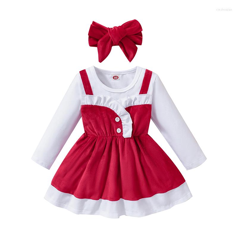 Girl Dresses Toddler Baby's Clothes Christmas Dress Fake Two Pieces Long Sleeve Round Neck Patchwork A-Line Bow Headband Festival, Red
Girl Dresses Toddler Baby's Clothes Christmas Dress Fake Two Pieces Long Sleeve Round Neck Patchwork A-Line Bow Headband Festival, Red