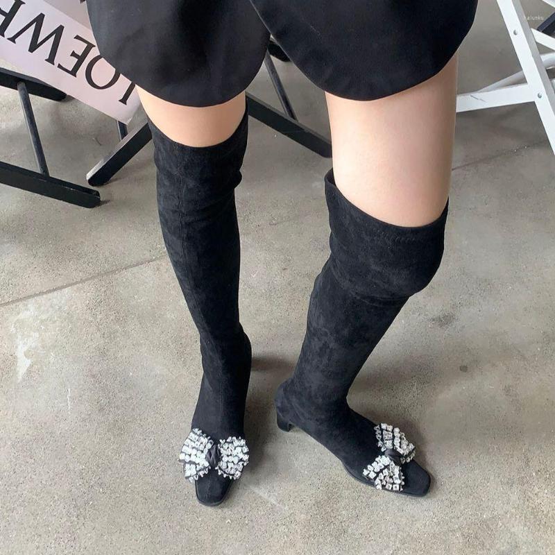 Boots Crystal Bow Women Over The Knee Rhinestone Sock Booties Stetch Shoes Thick Mid Heels Black Winter Autumn Fashion Pumps 39
Boots Crystal Bow Women Over The Knee Rhinestone Sock Booties Stetch Shoes Thick Mid Heels Black Winter Autumn Fashion Pumps 39