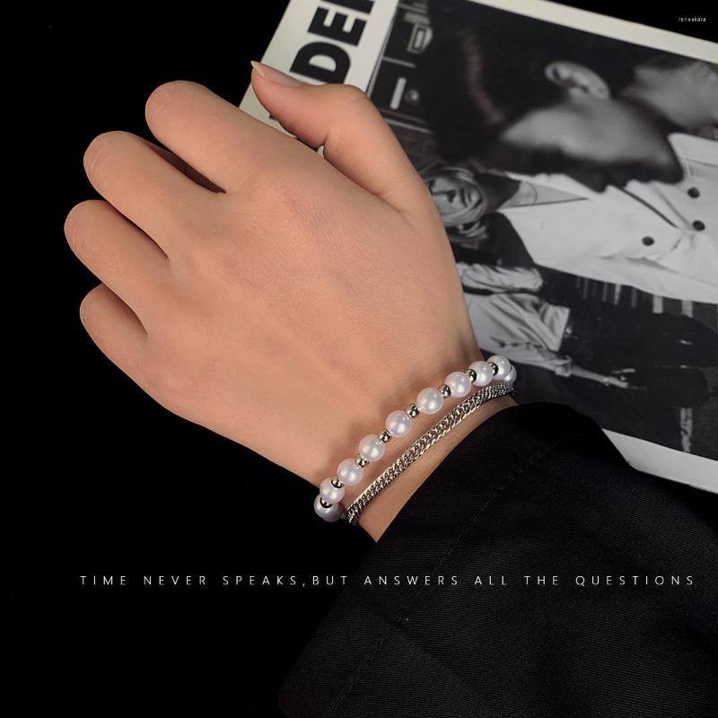Link Bracelets Titanium Steel Hip-hop Pearl Bracelet For Men And Women Fashionable Versatile Netflix Vintage Accessory
Link Bracelets Titanium Steel Hip-hop Pearl Bracelet For Men And Women Fashionable Versatile Netflix Vintage Accessory