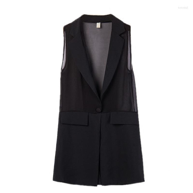 Women' Vests 2022 Spring And Summer Mid-length Chiffon Stitching Suit Vest Female Korean Thin Waistcoat Sleeveless Cardigan Jacket A917, Black
Women' Vests 2022 Spring And Summer Mid-length Chiffon Stitching Suit Vest Female Korean Thin Waistcoat Sleeveless Cardigan Jacket A917, Black