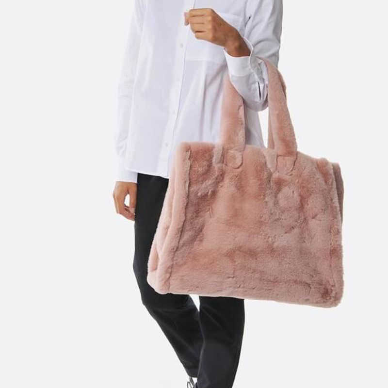 

Evening Bags Fashion Faux Fur Large Tote Bag Designer Teddy Women Handbags Soft Fluffy Plush Lady Hand bags Casual Winter Big Shopper Purses J221027, Beige