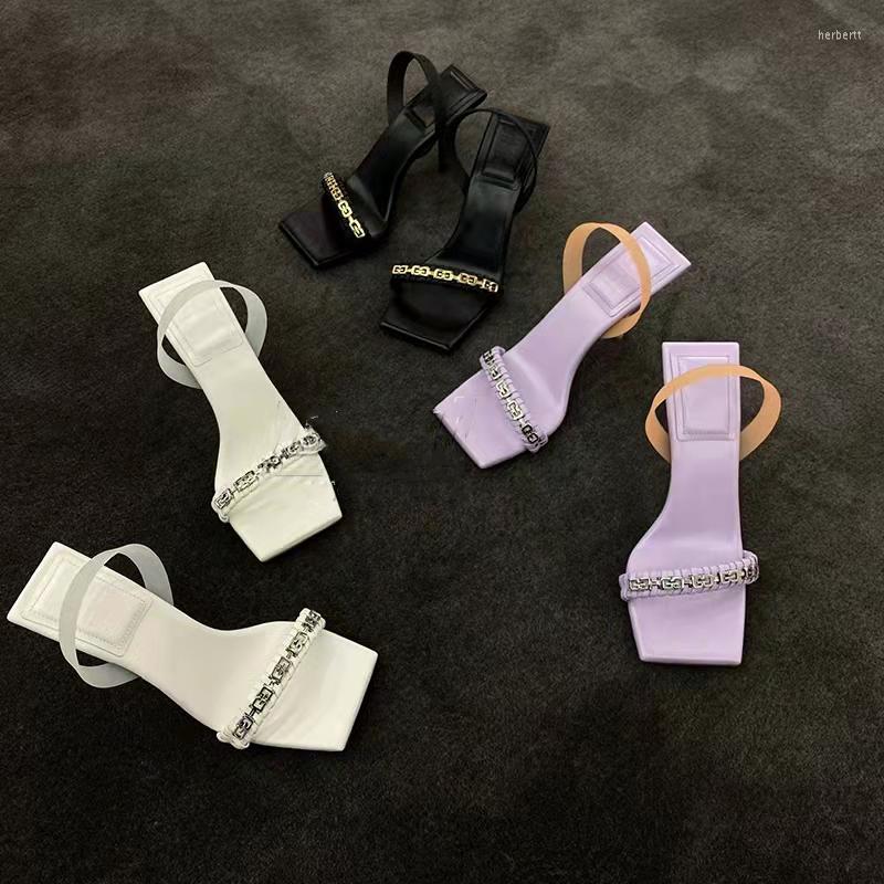Sandals Square Head Woven Female 2022 Summer Zapatos Letters Metal Chain High Heels Open Toe Slippers Casual Party Women Shoes, Purple
Sandals Square Head Woven Female 2022 Summer Zapatos Letters Metal Chain High Heels Open Toe Slippers Casual Party Women Shoes, Purple