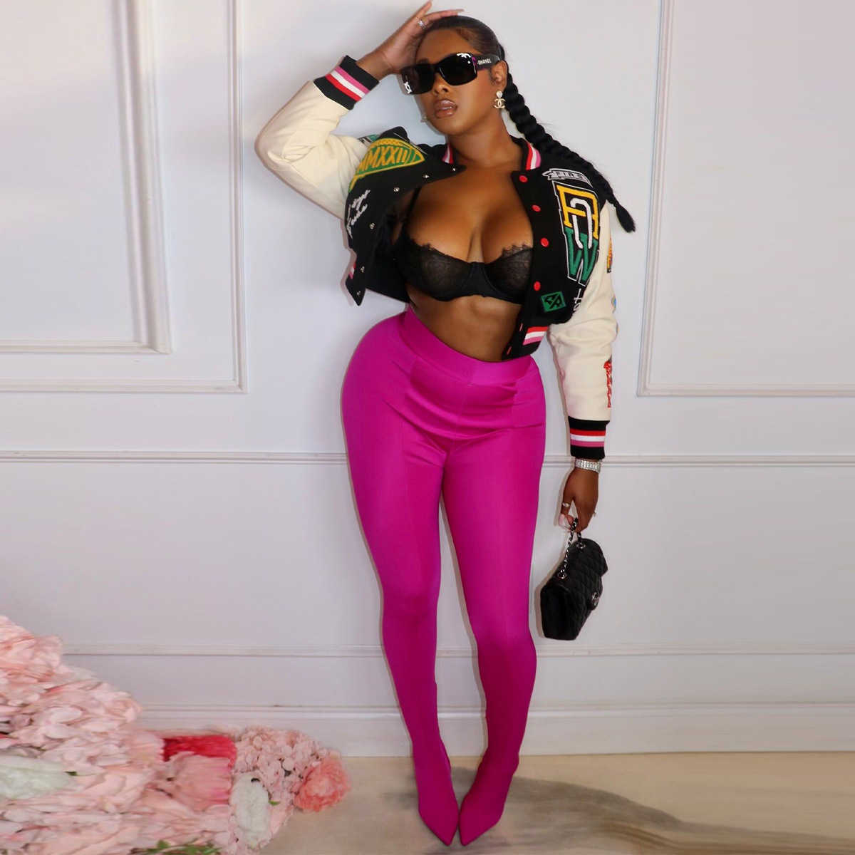 New Baseball Jackets Full Position Printed Threaded Varsity Desinger Women Cropped Patchwork Button Letterman Coats