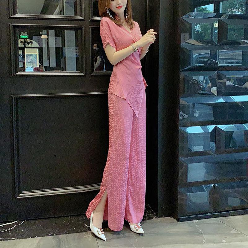 Women' Two Piece Pants Women Pieces Sets 2022 Summer Short Sleeve Blouse Tops Long Wide Leg Trousers Lady 2 Suits, Pink
Women' Two Piece Pants Women Pieces Sets 2022 Summer Short Sleeve Blouse Tops Long Wide Leg Trousers Lady 2 Suits, Pink