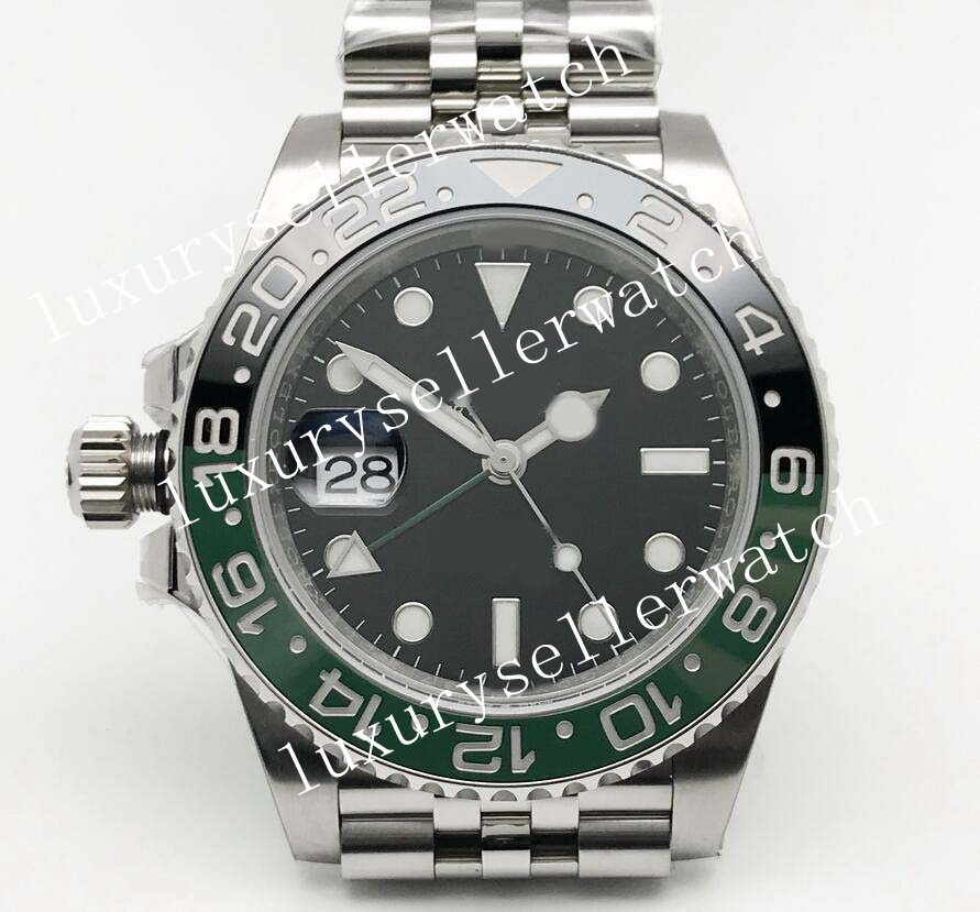Men's Left Super Clean Factory 40mm Automatic GMT movement with decorated bridges ETA 3186 Black/Green Ceramic Bezel Stainless 904L Sapphire Crystal Wristwatches
Men's Left Super Clean Factory 40mm Automatic GMT movement with decorated bridges ETA 3186 Black/Green Ceramic Bezel Stainless 904L Sapphire Crystal Wristwatches