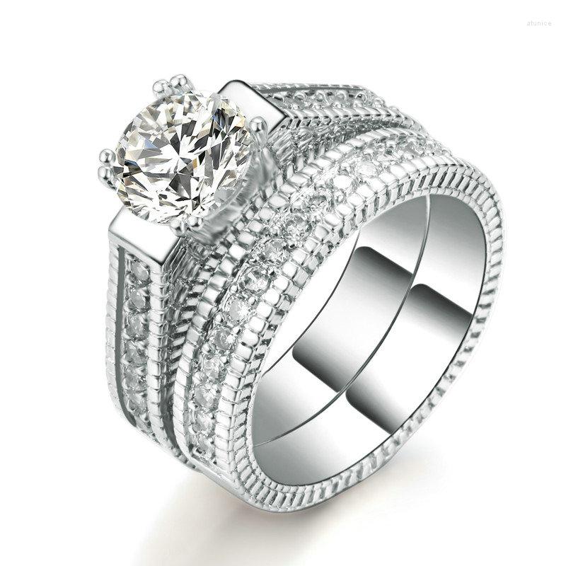 Wedding Rings DAN'S Silver Color Luxury 2 Rounds Bijoux Fashion Ring Set Cubic Zirconia Jewelry For Women DE-R606
Wedding Rings DAN'S Silver Color Luxury 2 Rounds Bijoux Fashion Ring Set Cubic Zirconia Jewelry For Women DE-R606