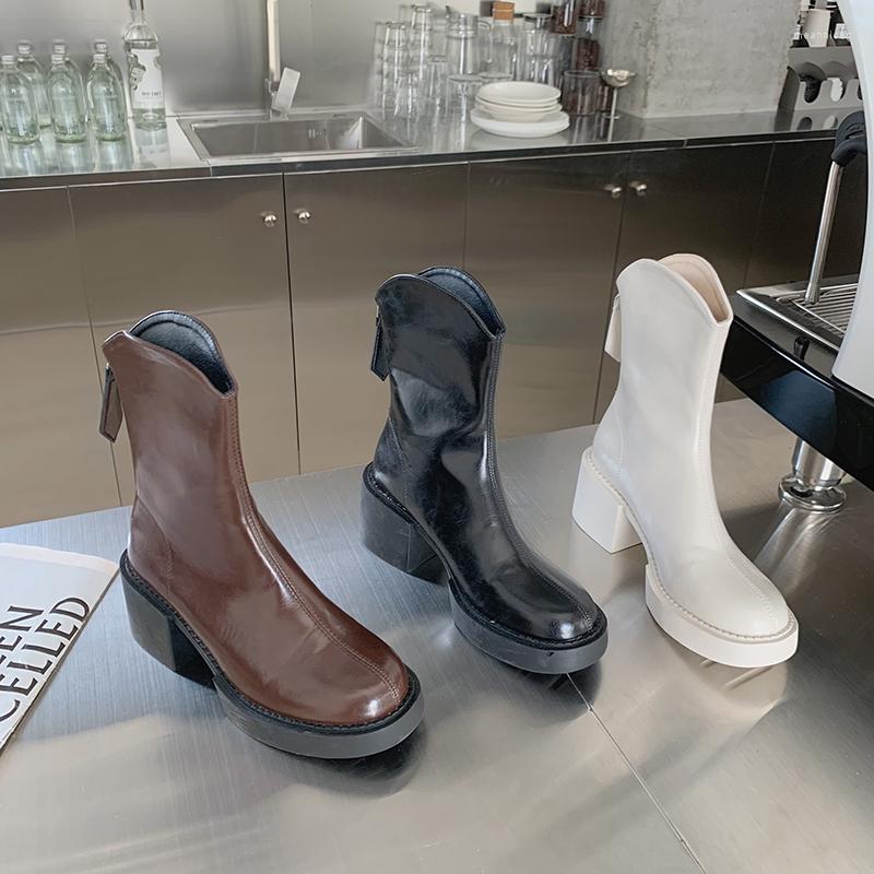 Boots Round Toe Women Ankle Thick Mid Heels Black Brown White Back Zipper Chlesea Platform Short Winter Booties Size 35-39
Boots Round Toe Women Ankle Thick Mid Heels Black Brown White Back Zipper Chlesea Platform Short Winter Booties Size 35-39