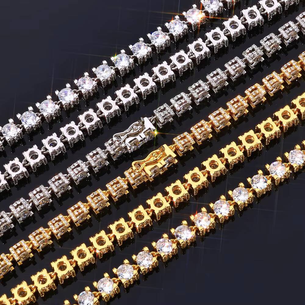 Eskeem Womens 6mm Tennis Chain Necklace Iced Out Cubic Zirconia Stones Bling Hip Hop Fine Jewelry