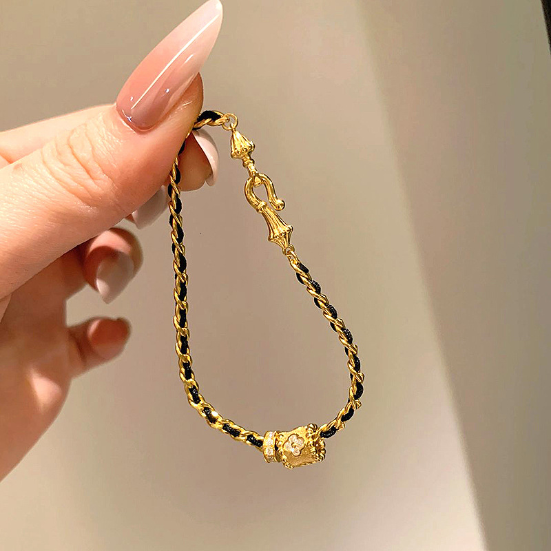 Luxury Brand Designer Jewelry Xiaohongshu Hot-Selling Gold Running Ring Black Gold Bracelet For Women Simple Fashionable Little Style Chain Brushed Sp