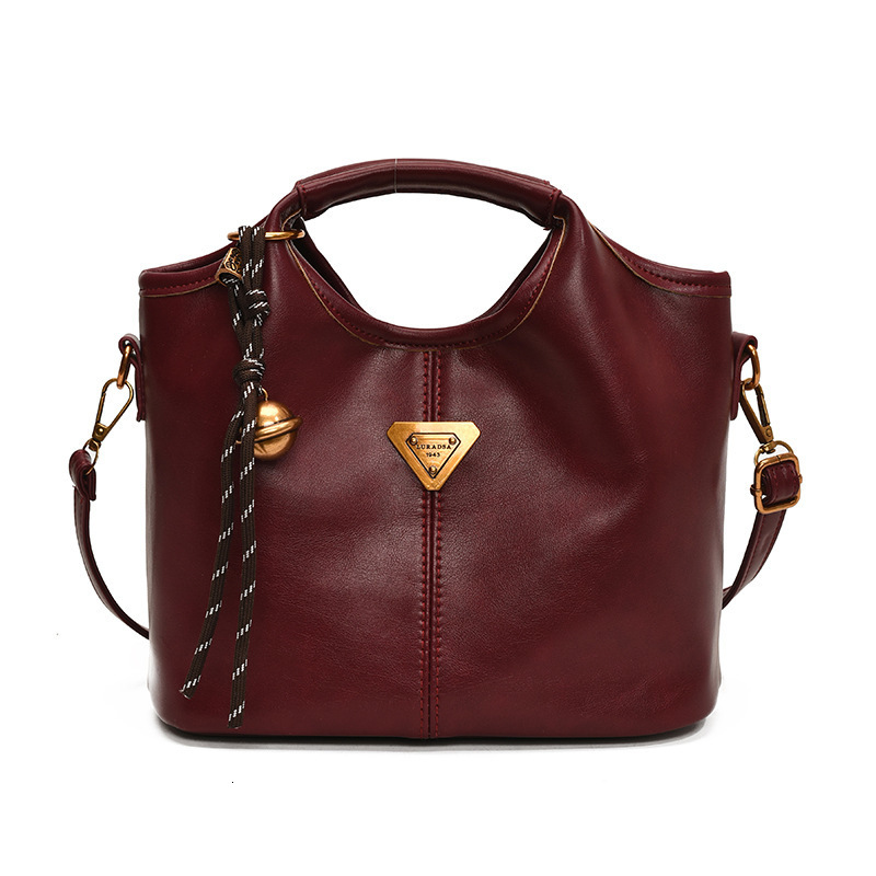 Trendy Korean Style Fashion Casual Soft Leather Dumpling Bag British Style Casual Oil Wax Leather Tote Bag