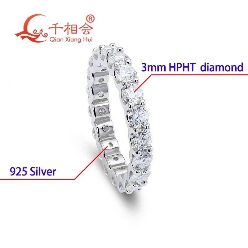 D VS HPHT lab grown diamond 01ct 3mm round full Eternity Band 925 Sterling Silver Jewelry man women Engagement gift dating
