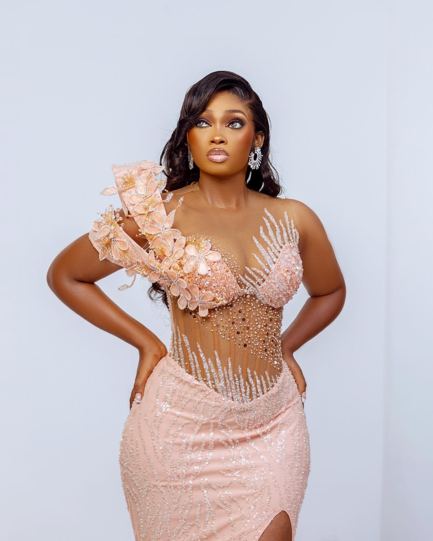 Aso Ebi Pink Mermaid Prom Dresses 2025 Crystals Florals Sequined Evening Formal Party Second Birthday Engagement Gowns Plus Size Dress For Special Occ