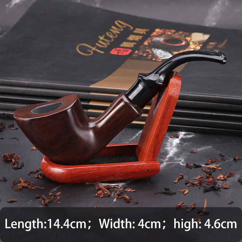 Top Grade Ebony Wood Pipe Tobacco Handmade Smoking Pipe Vintage Bent Engarved Smoke Pipe Accessory