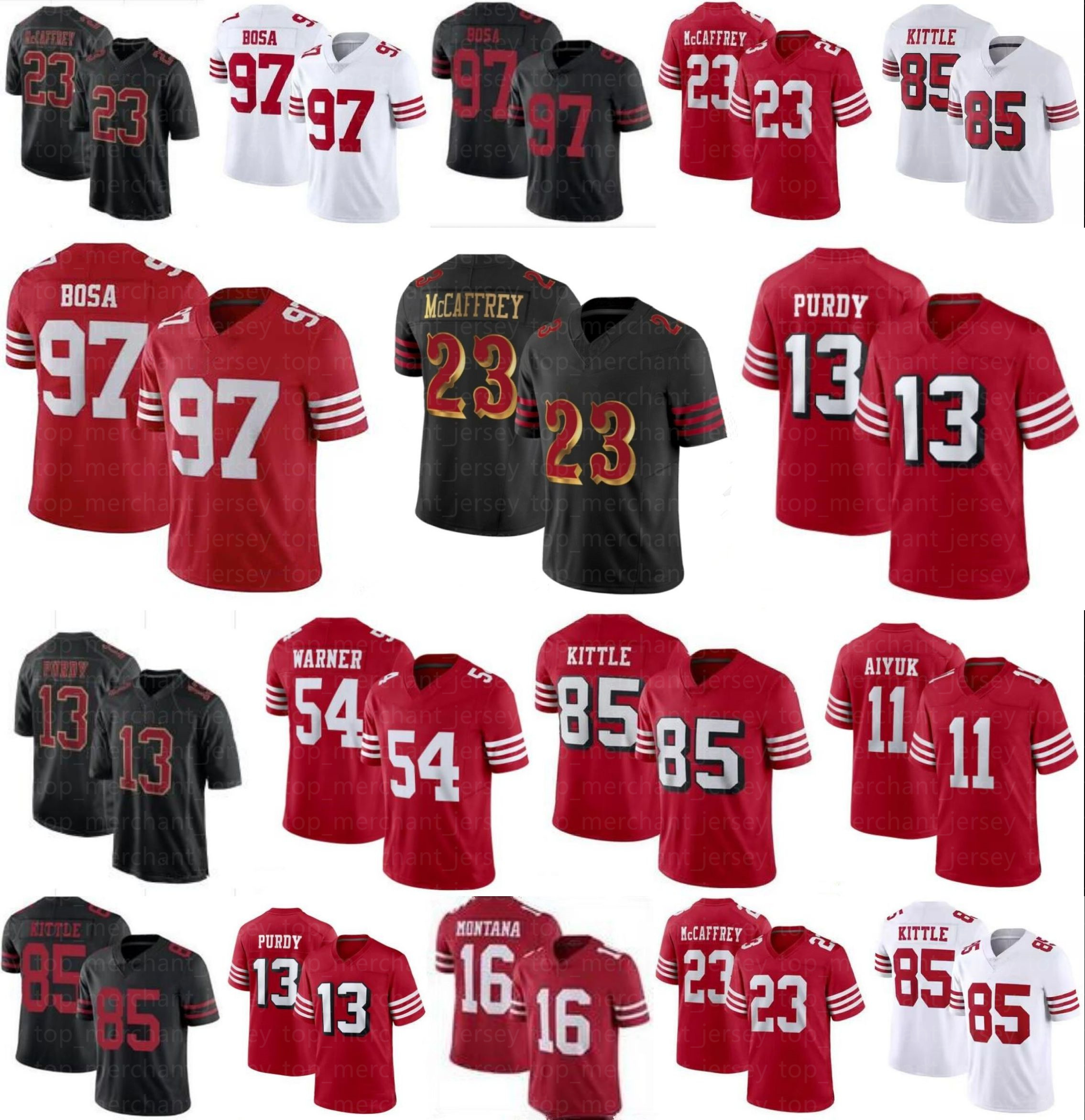 Christian McCaffrey Football Jersey Brock Purdy Ricky Pearsall Jauan Jennings Nick Bosa George Kittle Fred Warner Jerry Rice Talanoa Hufanga Brandon Aiyuk