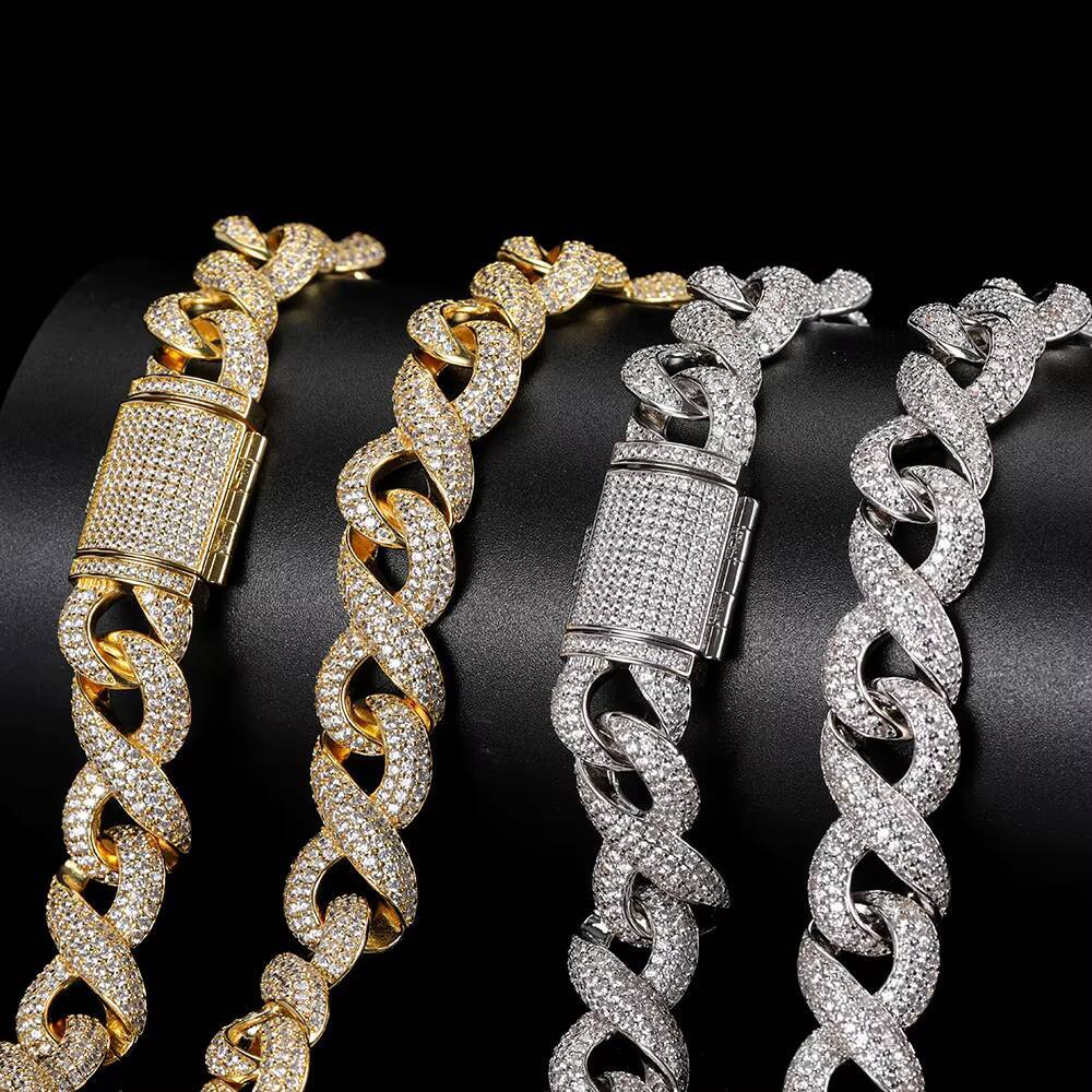 Hip Hop 15MM Iced Out Bling 3A CZ Miami Cuban Link Plated Personalized Infinity Cuban Necklace