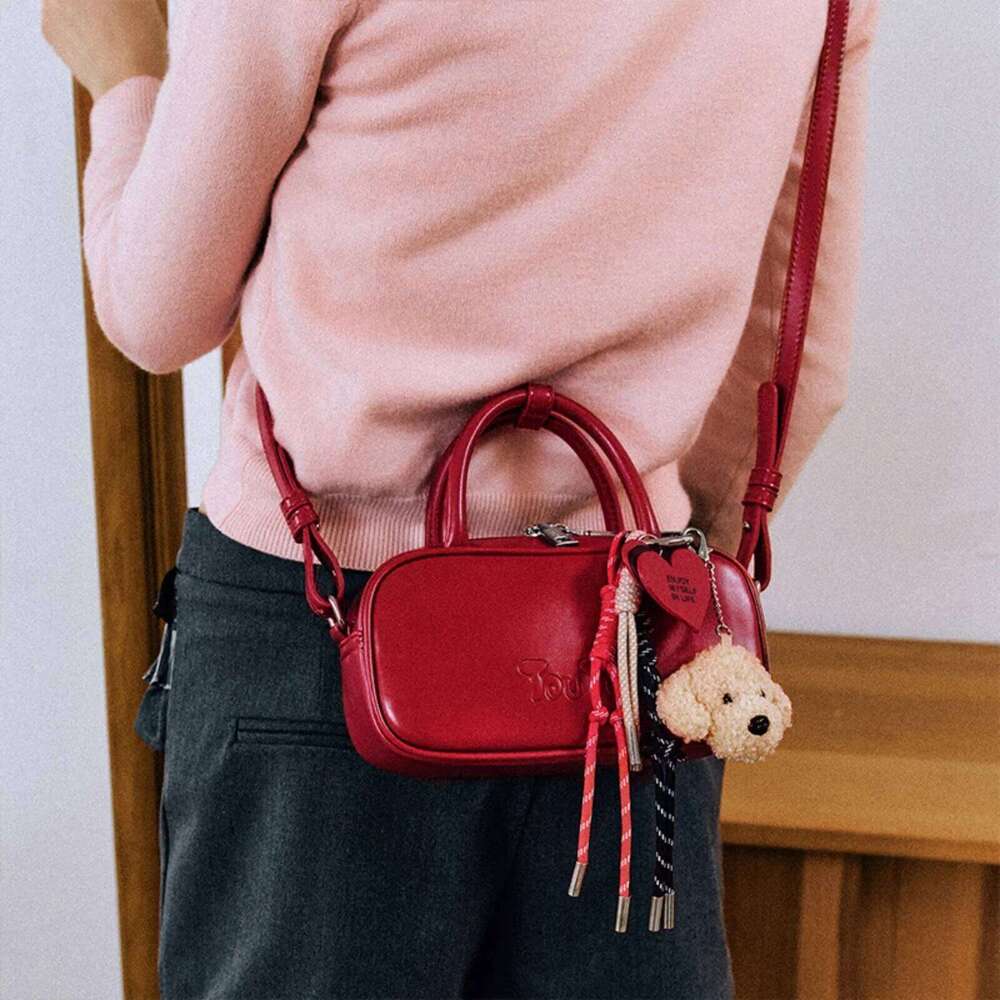 TOUTOU Boston Bowling Bag Imitation Plant Tanning Autumn Single Shoulder Handheld Crossbody Mini Purse For Women Christmas Gift