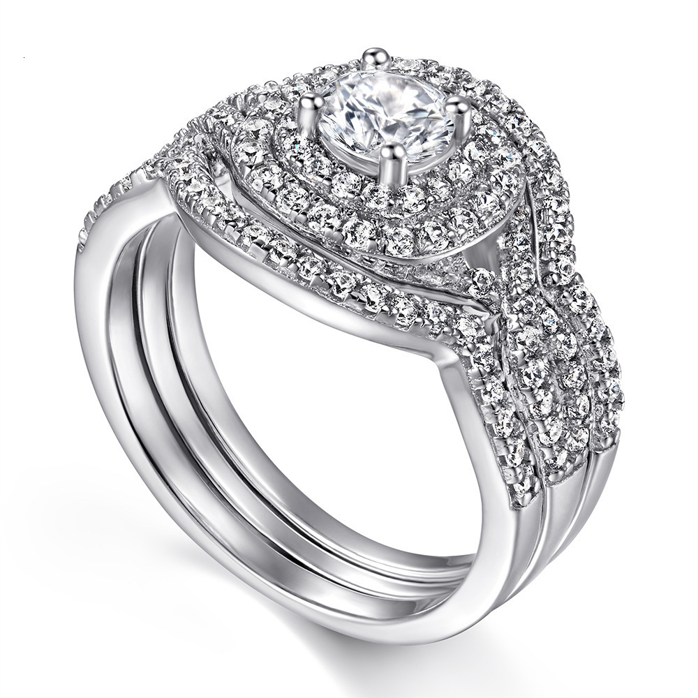 Wedding Rings IOGOU 3In1 3 0ct Cushion Bridal Ring Set For Women 925 Silver Fashion Engagement Sona Simulated Diamond 231130