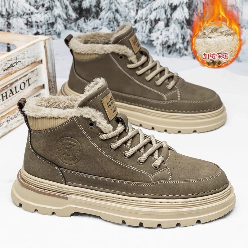 Snow Boots for Men British Style Lace Up High Top Platform Yellow Winter Shoes Man Warm Cold Proof Quality Casual Footwear Work 241125