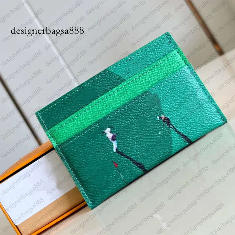 Old money Coconut Designer women sport skiing leather print Cartoon holiday coin brown purse passport ID case pock cardholder credit thin bus card golf swimming