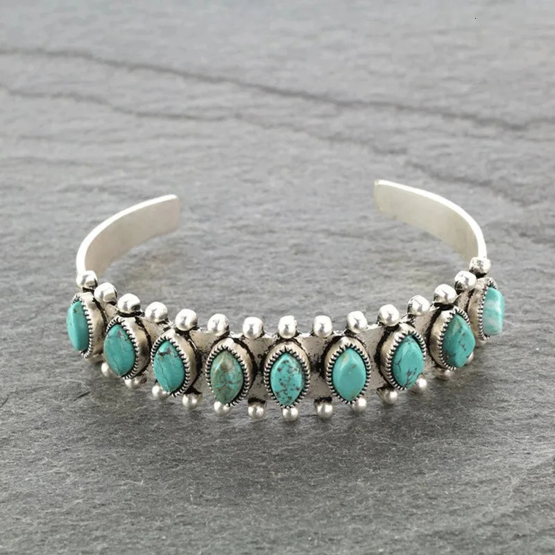 Vintage Tibet Turquoise Bracelet for Women Men Bangles Bracelets Bohemian Ethnic Gypsy Indian Afghan Turkish Jewelry 250901