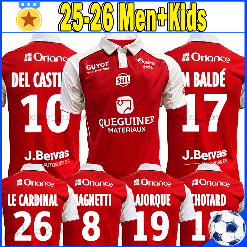 25 26 Stade Brestois 29 Soccer Jerseys K.DOUMBIA M BALDE LE CARDINAL Football Shirts 2025 2026 L AJORQUE MAGNETTI MAKALOU MBOCK CHARDONNET Men Uniforms Kids Kits Sets