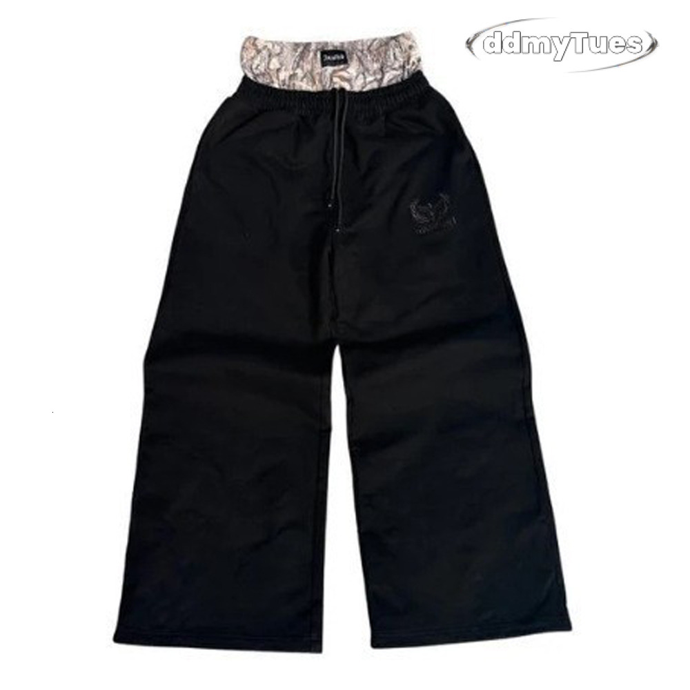 Men's Pants Double Cuffs Baggy Joggers Black Oversized Drawstring Flannel Lined Elastic Waistband Casual Streetwear Workout Daily Petite Y2K ddmy