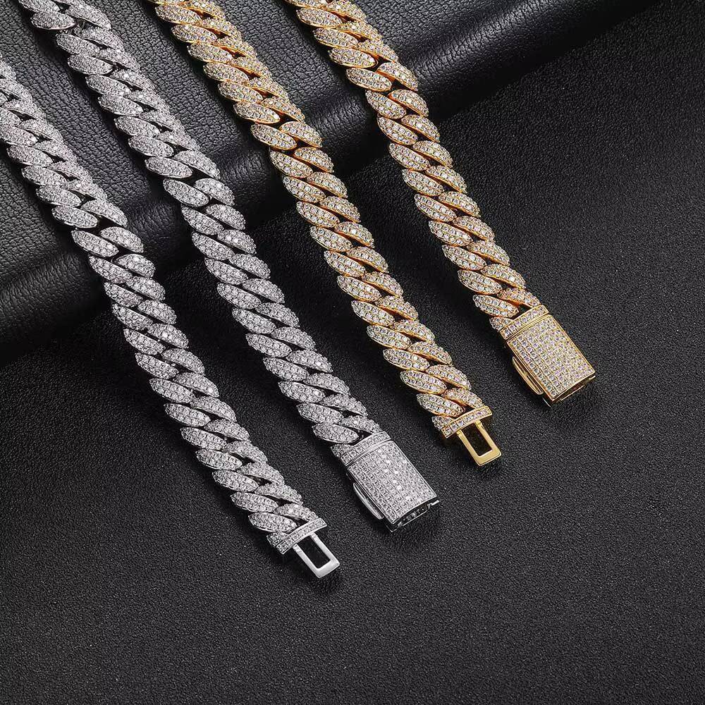 Iced Out 10mm Bubble Miami Cuban Link Chain Diamond CZ Unisex Bracelet Necklaces Hip Hop Jewelry