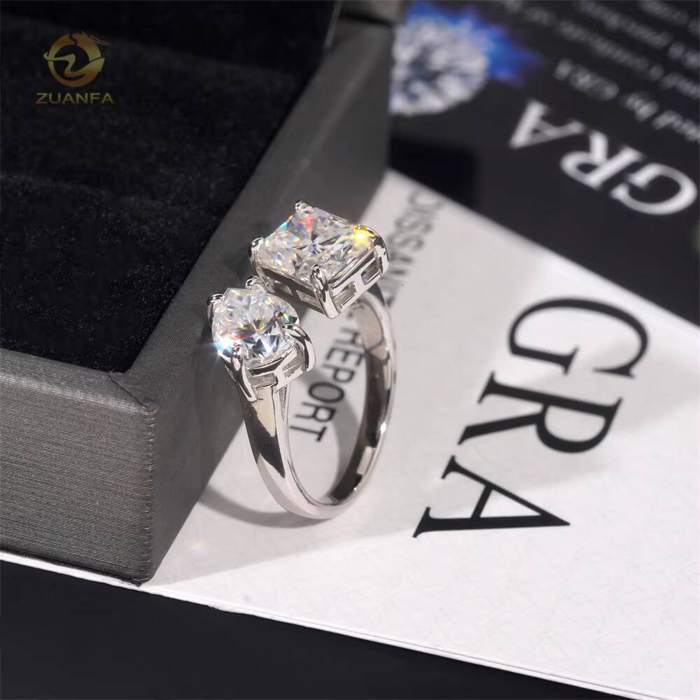 Instock Fancy Cut 925 Silver Women Engagement Ring Moissanite Diamond Iced Out Wedding Rings Radiant Hip Hop Ring Pass Tester
