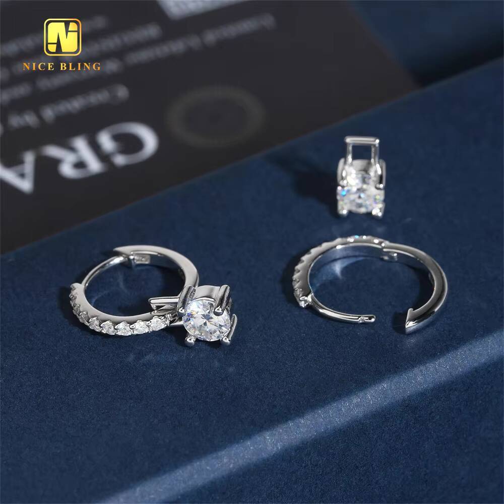 Factory Direct Hoop Earrings Ready Stock GRA Cheap Price Fine Quality Moissanite Stud Earring for Women Moissanite Jewelry