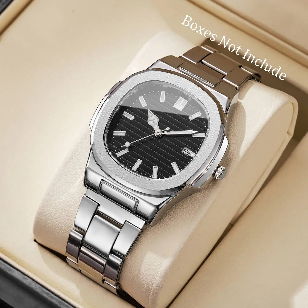 Fashion Square Men Business Watches Stainless Steel Strap Quartz Watch with Calendar For Mens ClockWithout Box 250901