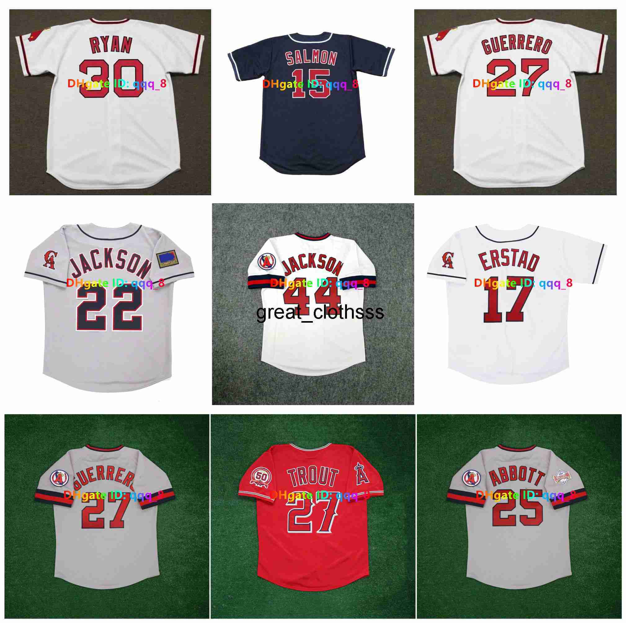 Mike Trout Tim Salmon Nolan Ryan Anaheim Throwback Baseball Jersey Angel Vladimir Guerrero Jim Abbott Bo Pujols Jim Edmonds Reggie Jackson Wally Joyner Size S4XL