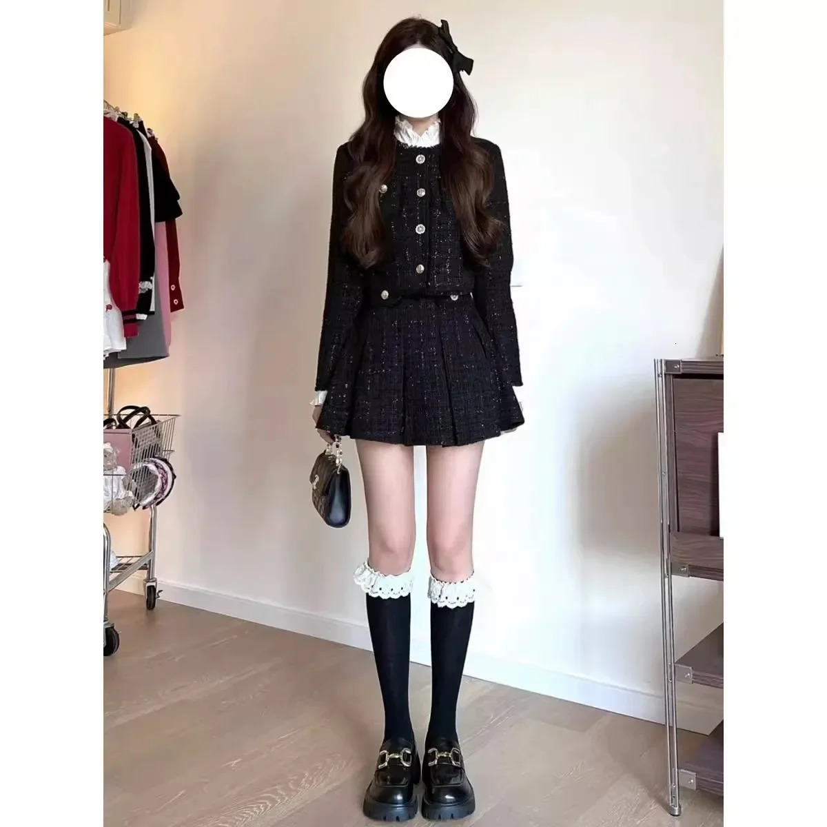 HighEnd Tweed Style Womens Suit Dresses Spring Autumn Season FeelNiche Socialite Jacket Matching Set Fashionable Chinese Lands 250901