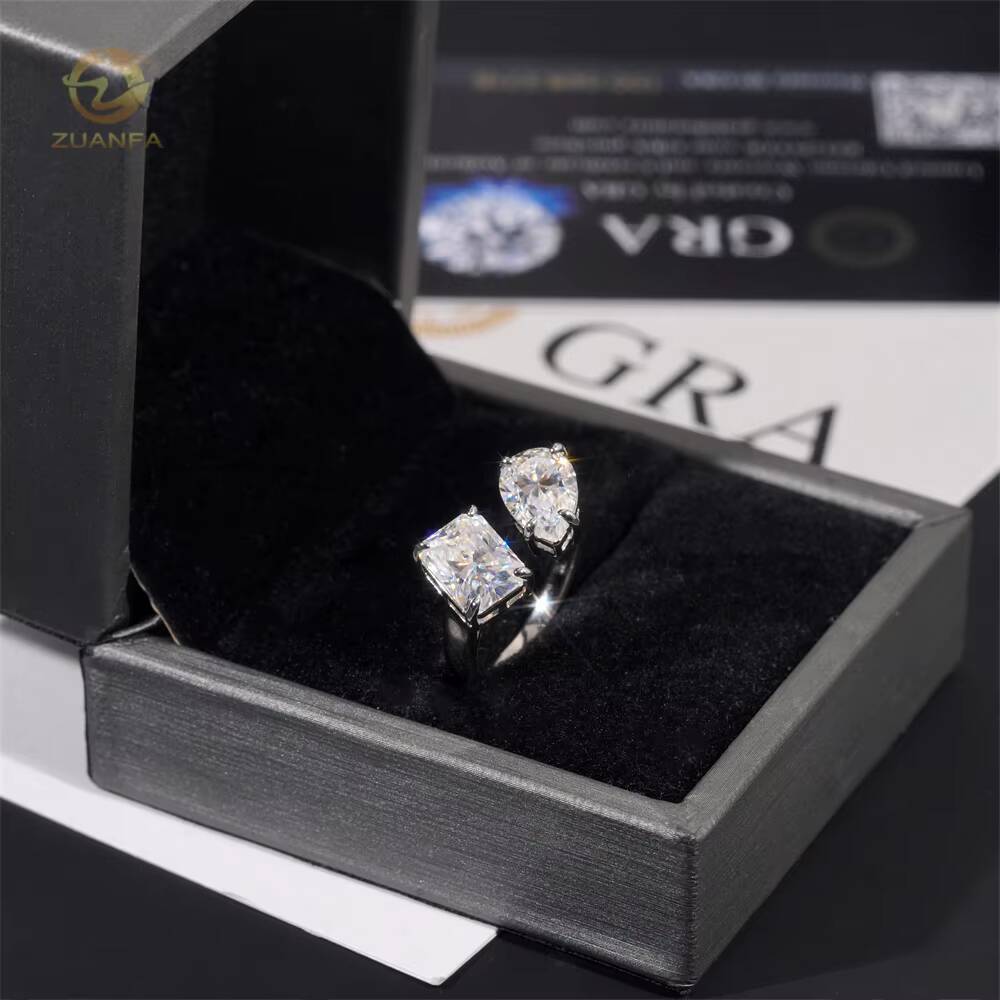 Instock Fancy Cut 925 Silver Women Engagement Ring Moissanite Diamond Iced Out Wedding Rings Radiant Hip Hop Ring Pass Tester