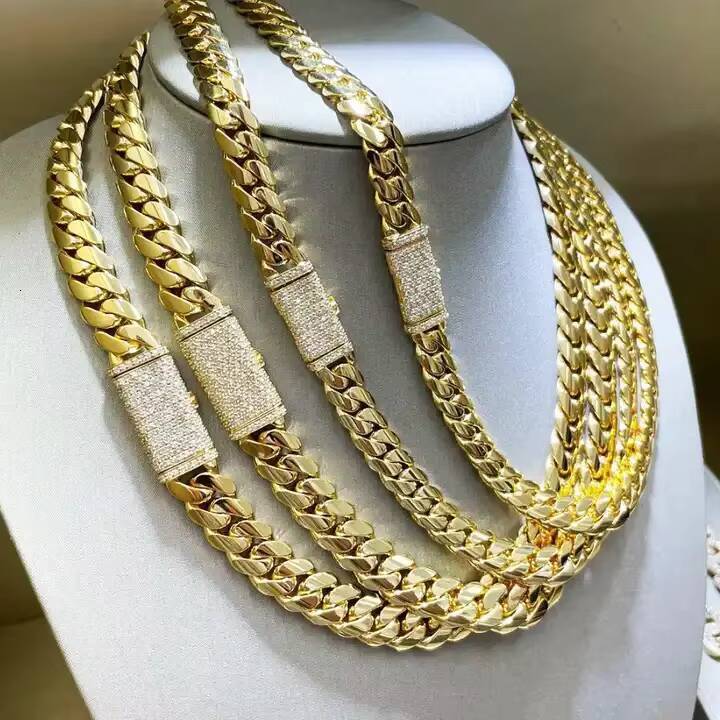Custom Size Necklace HipHop Jewelry 12mm Link Chain 10k 14k 18k Gold Miami Cuban Chain With