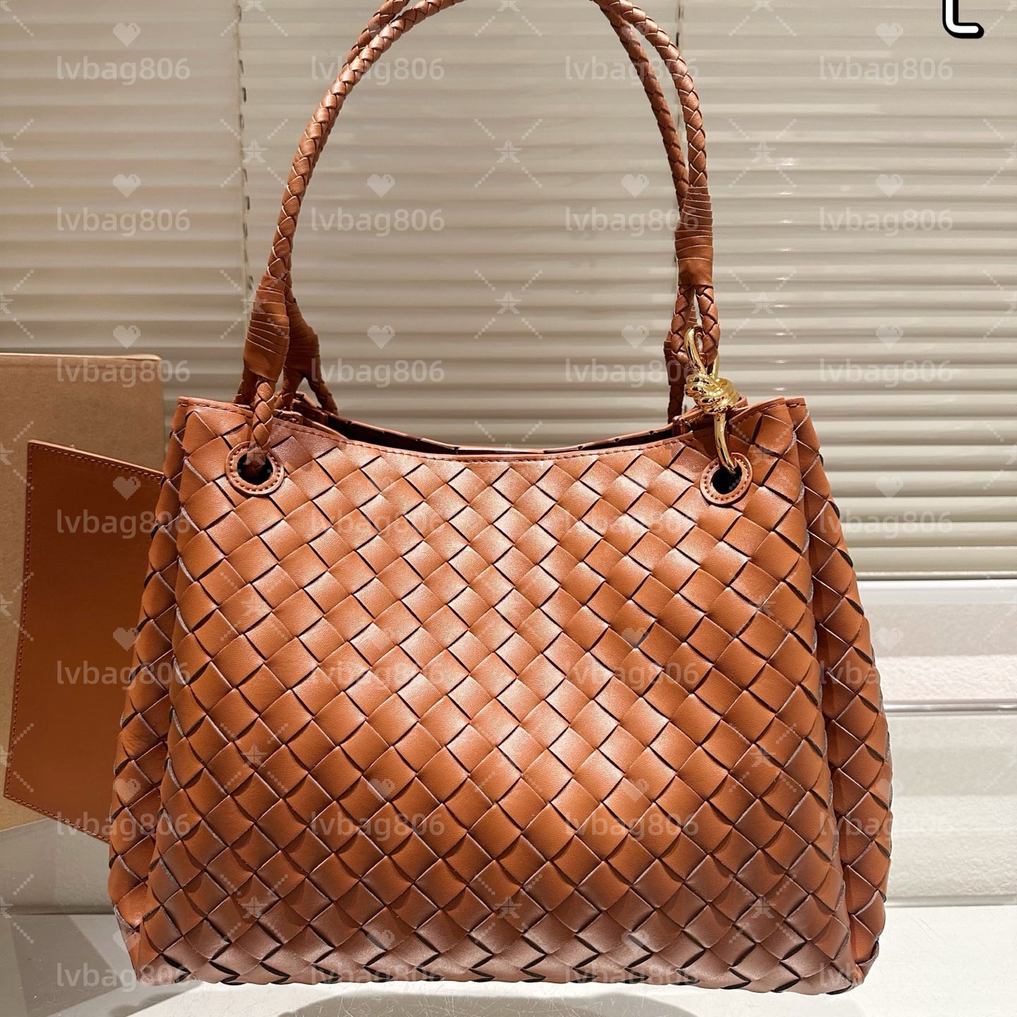 Designer Knitting Woven Top handle bag Large Brown Suede Tote Bag Handbag Crocodile leather with signature knot detail and sliding cross-body strap andiamo