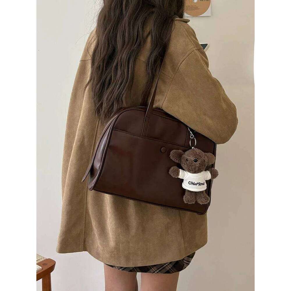 Korean Sle Retro Tote Women's Oulder Bag Commuter Handbag Large Capaci Casual Faion PU Leather Zipper Closure