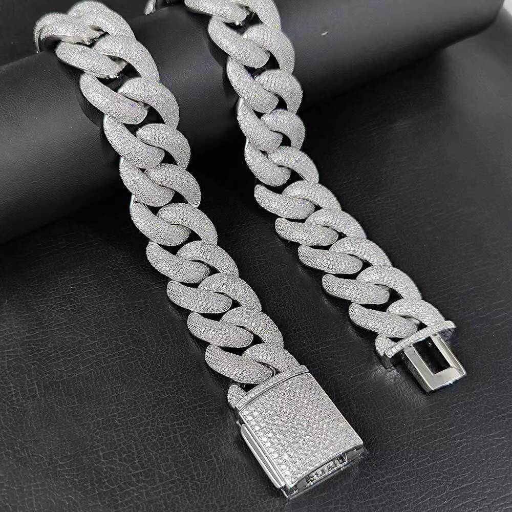 Hip Hop Mens 15mm Mens Chunky Cuban Necklace Fully Iced Out Bling CZ Diamond Bubble Cuban Link Chain