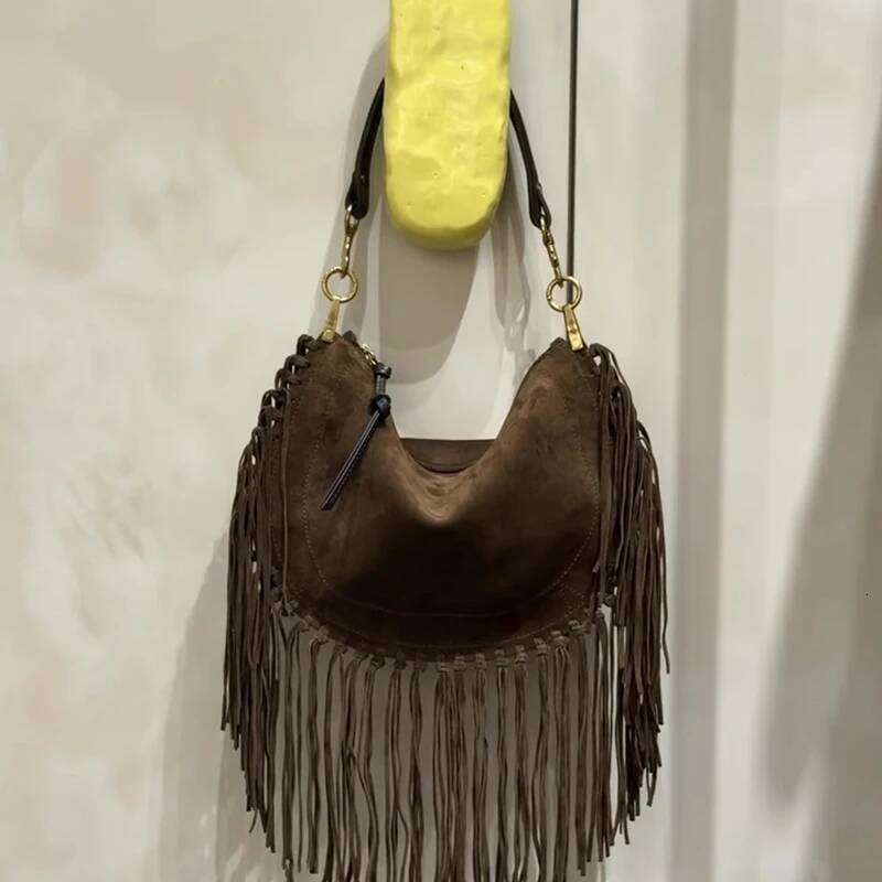 Bohemian Style Shoulder Women 2025 Trend High Quality Faux Suede Tassel Tote Bag Large Capacity Fashion Designer Female Bags