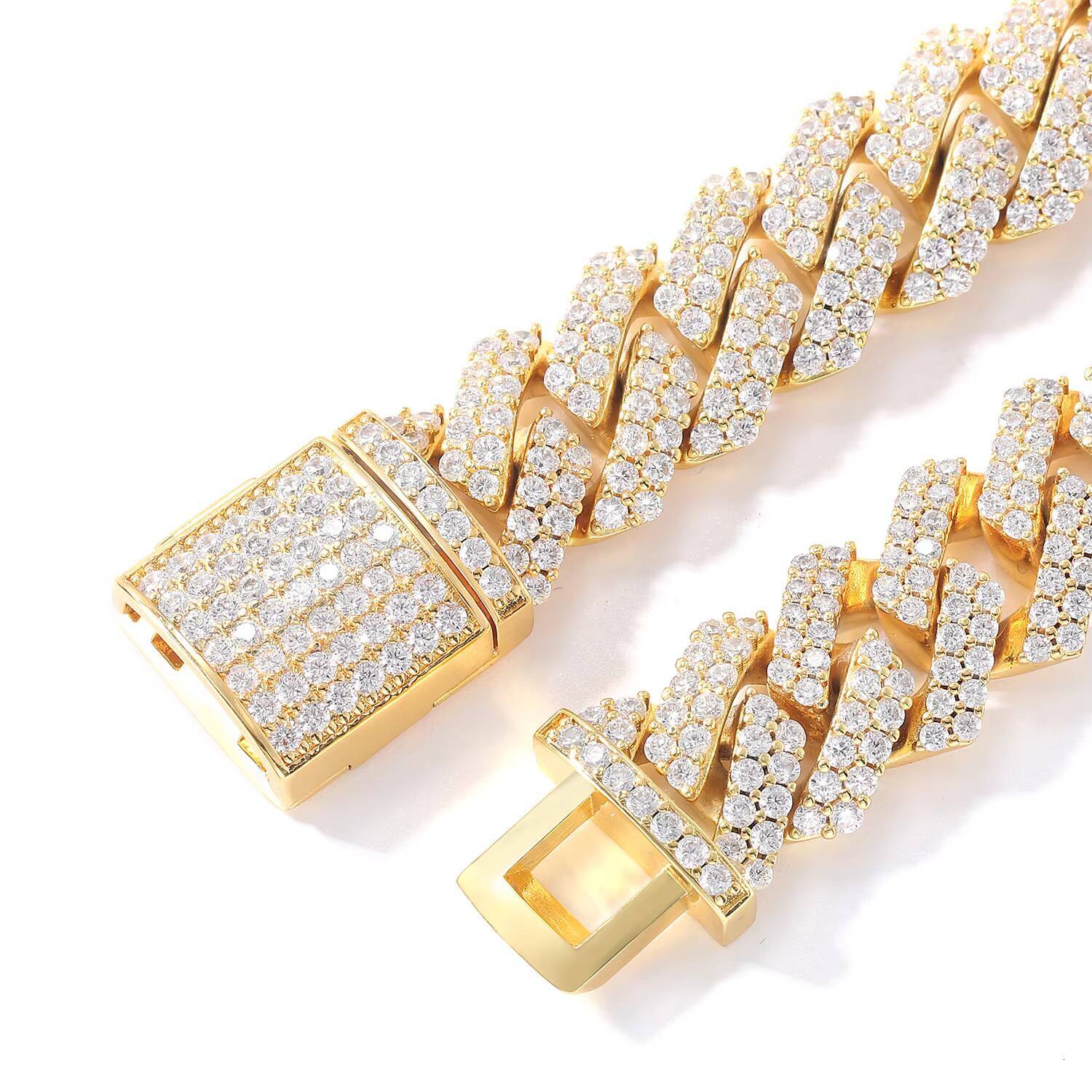 15MM Iced Out Heavy Material Miami Cuban Choker Necklace Paved Lab Diamond Men Prong Cuban Link Chain