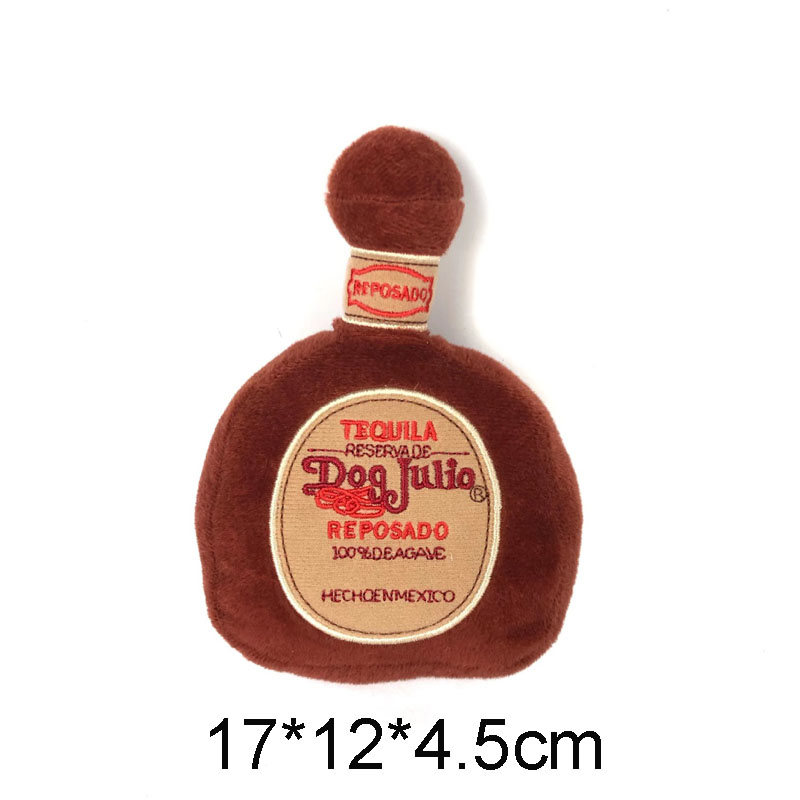 Luxury Pet Dog Watch Toys Durable Plush Wine Bottle Squeaky Toys For Dog Gift Plush Perfume Dog Toys With Squeaky