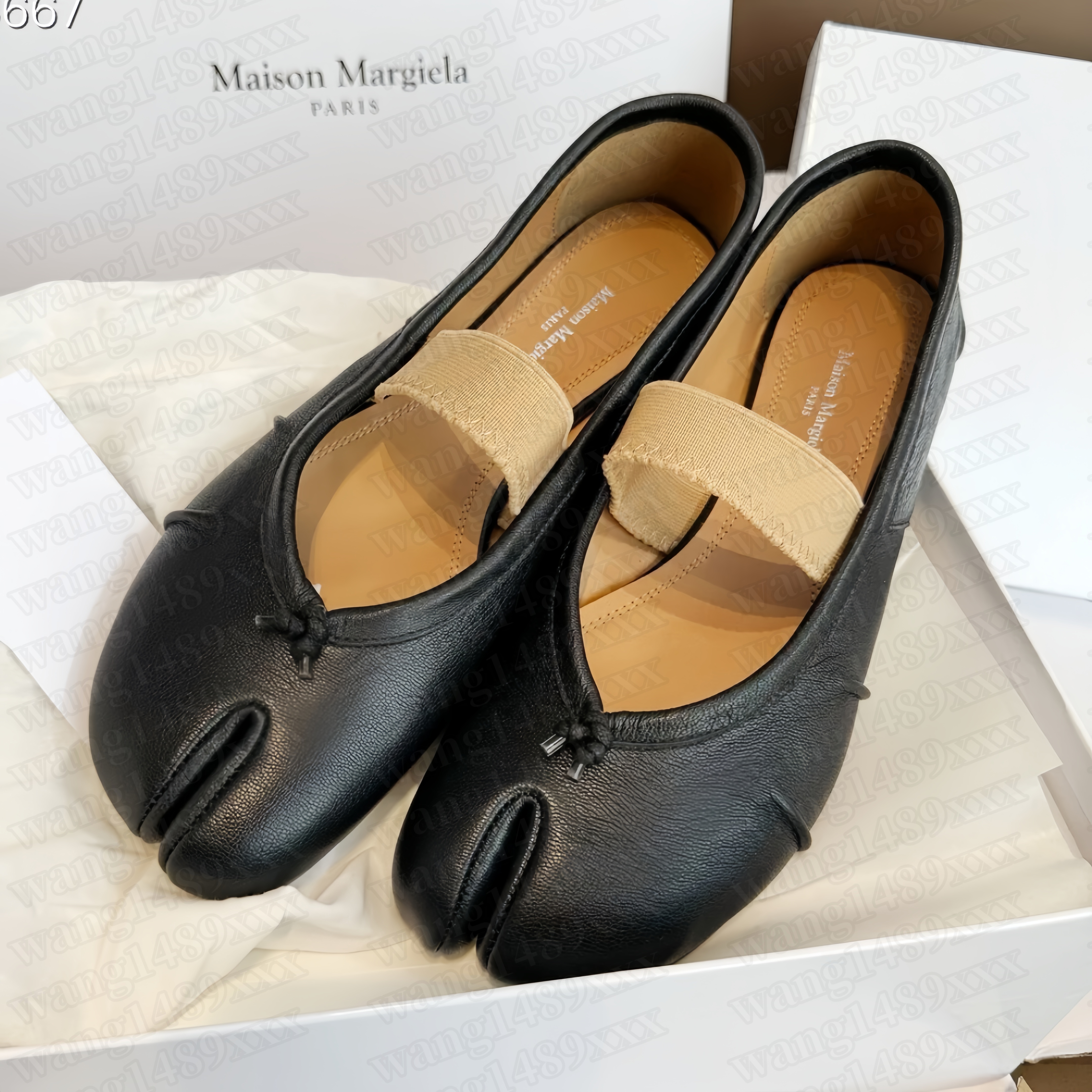Balck maison Mary Jane Tabi Shoe Women Designer Ballet Flat Shoe Luxury moccasin Loafers Ballerina Casual Dress Shoe Lady Chunky Heels Leather Dance prom dress shoes