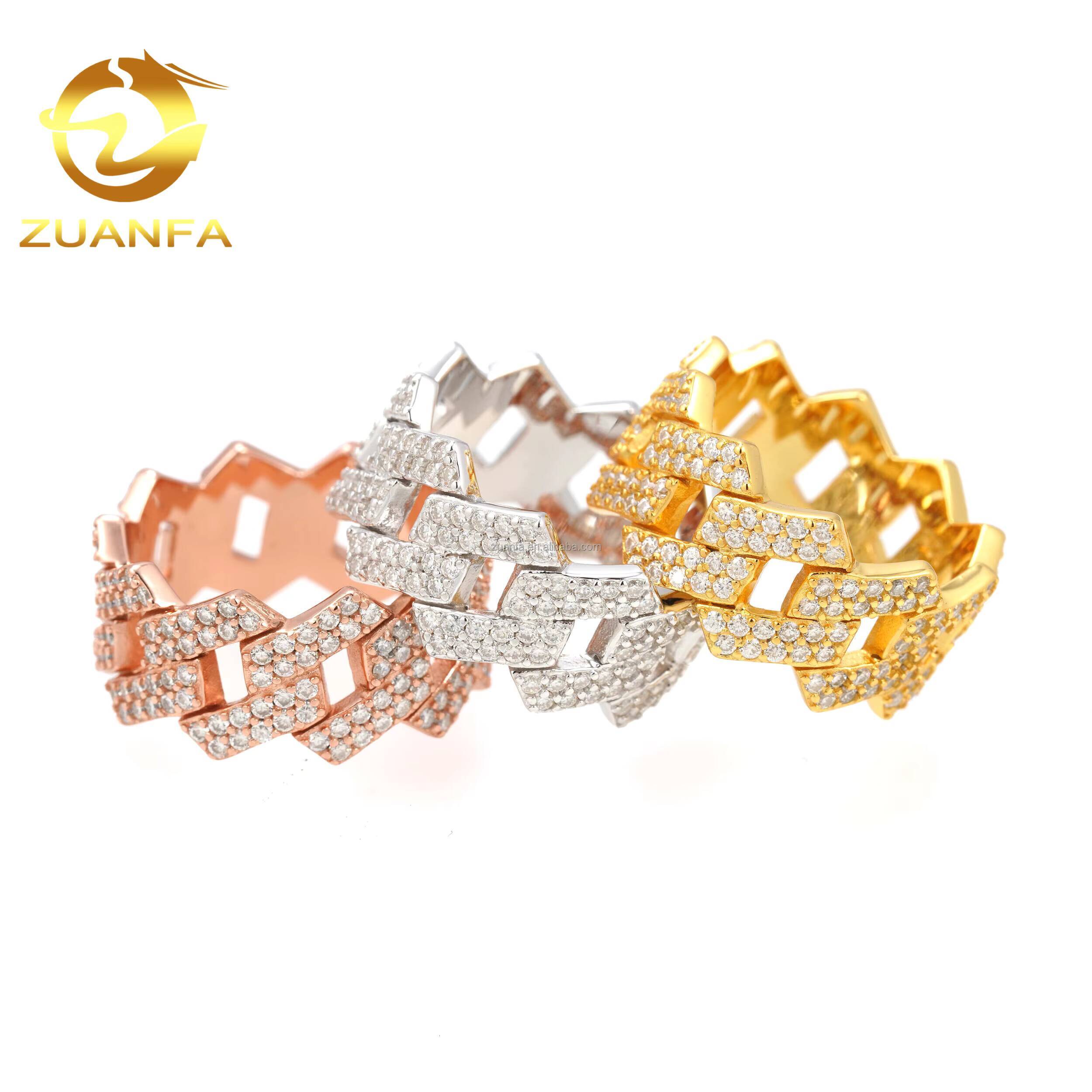 Wholesale Price 925 Sterling Silver GRA Certificates Pass Diamond Tester Moissanite Iced Out Jewelry Hip Hop Cuban Band Ring