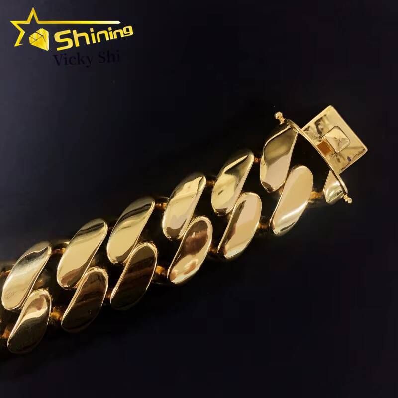 Fashion Jewelry Heavy Big Size 30MM Width Brass Plain Cuban Link Chain 18k Gold Plated Rapper Miami Cuban Chain Bracelet
